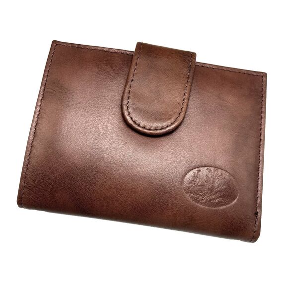 Vintage Buxton Bifold Wallet Velvet Touch Cowhide Brown Leather Snap Closure NWO - Picture 1 of 13